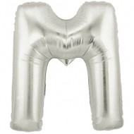M bogstav sølv folie ballon 40"/90cm (uden helium)